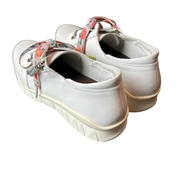 NAOT Eliot’s Top Quality White Leather Lace Up Side Zip Slip Sneakers - Picture 4 of 16